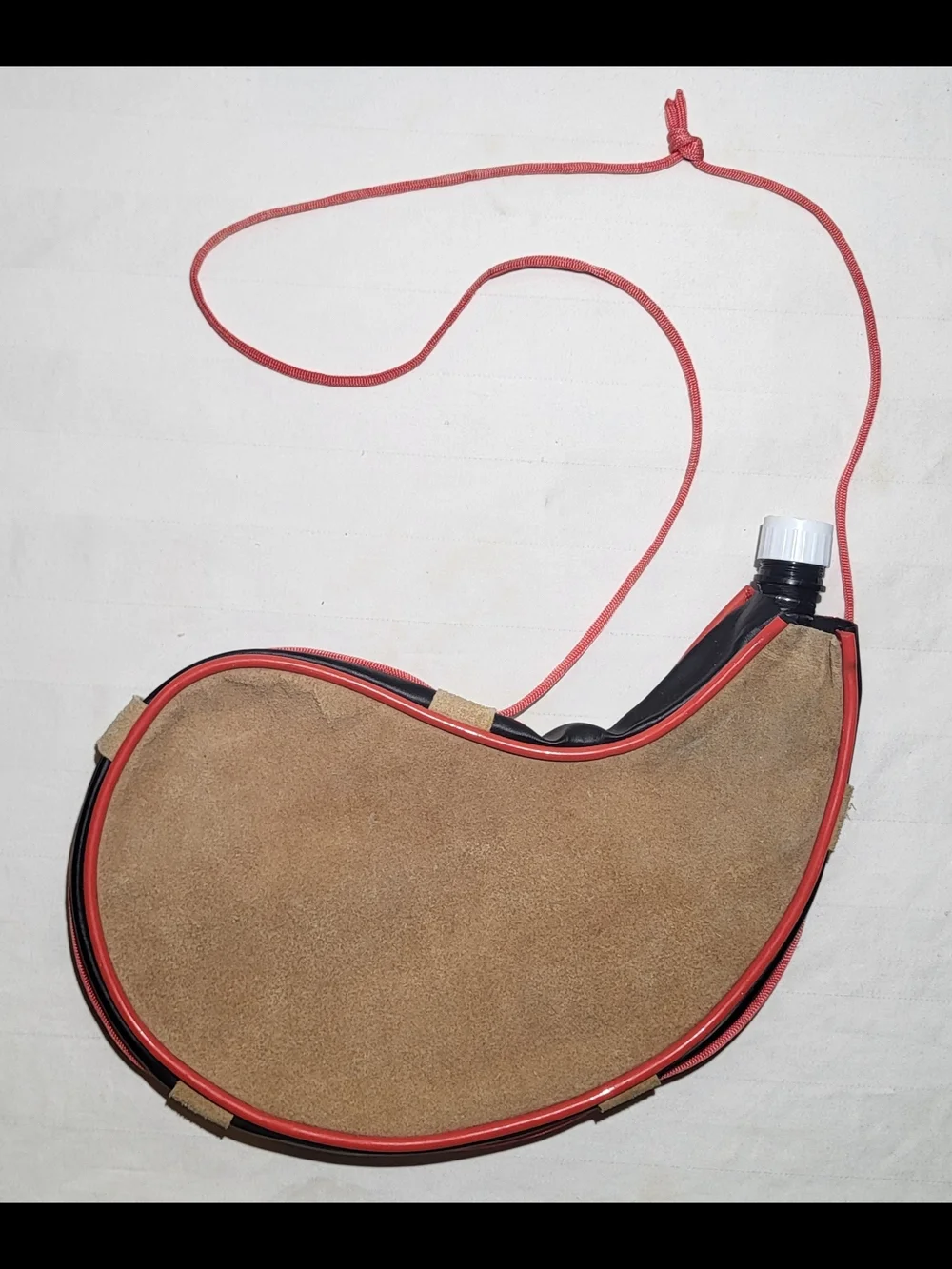 Coleman Vintage Tan Suede Water Bottle Canteen with Red Cord